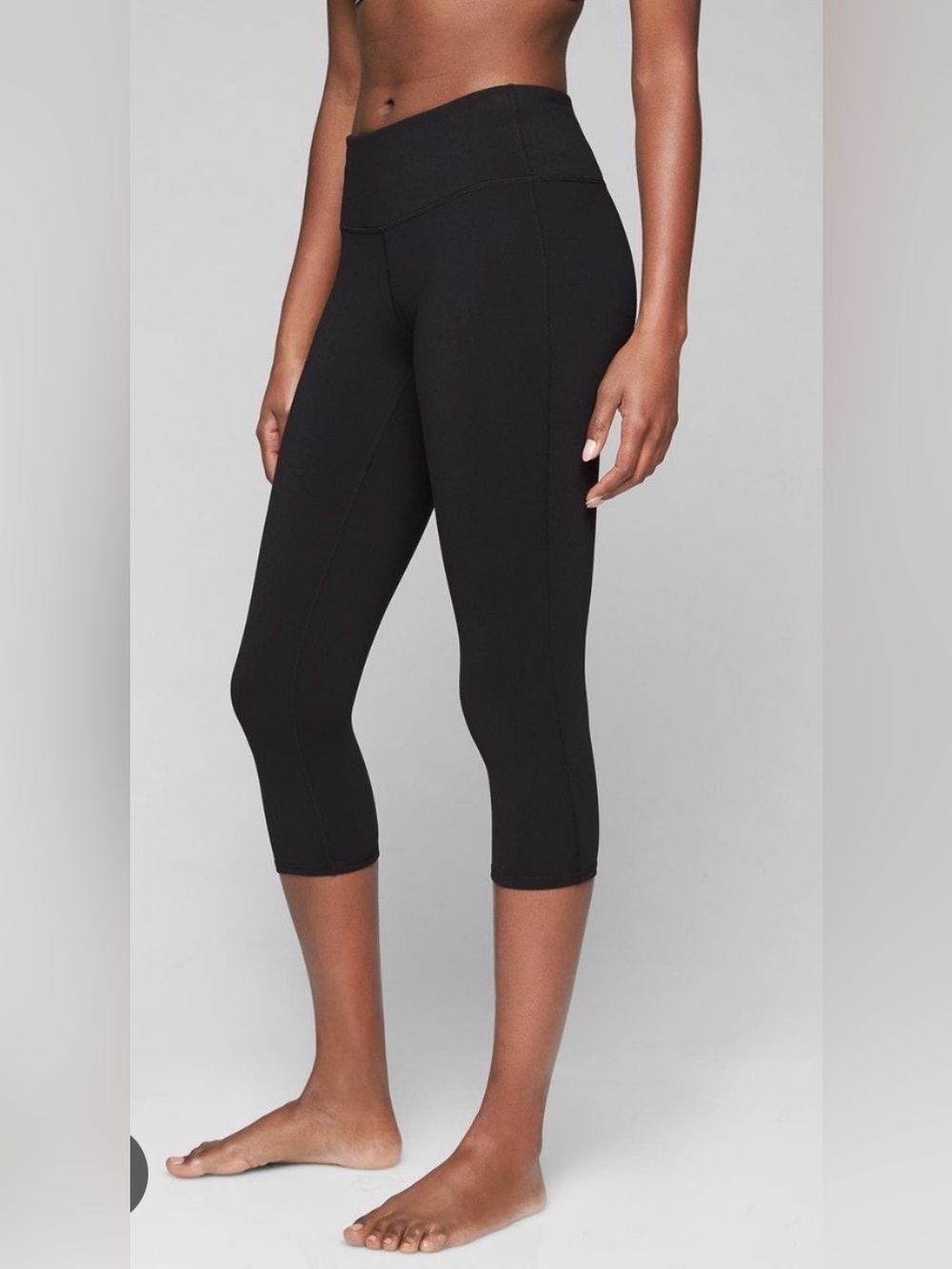 Athleta Black High Rise Cropped Leggings Capri Yoga Pants XSP